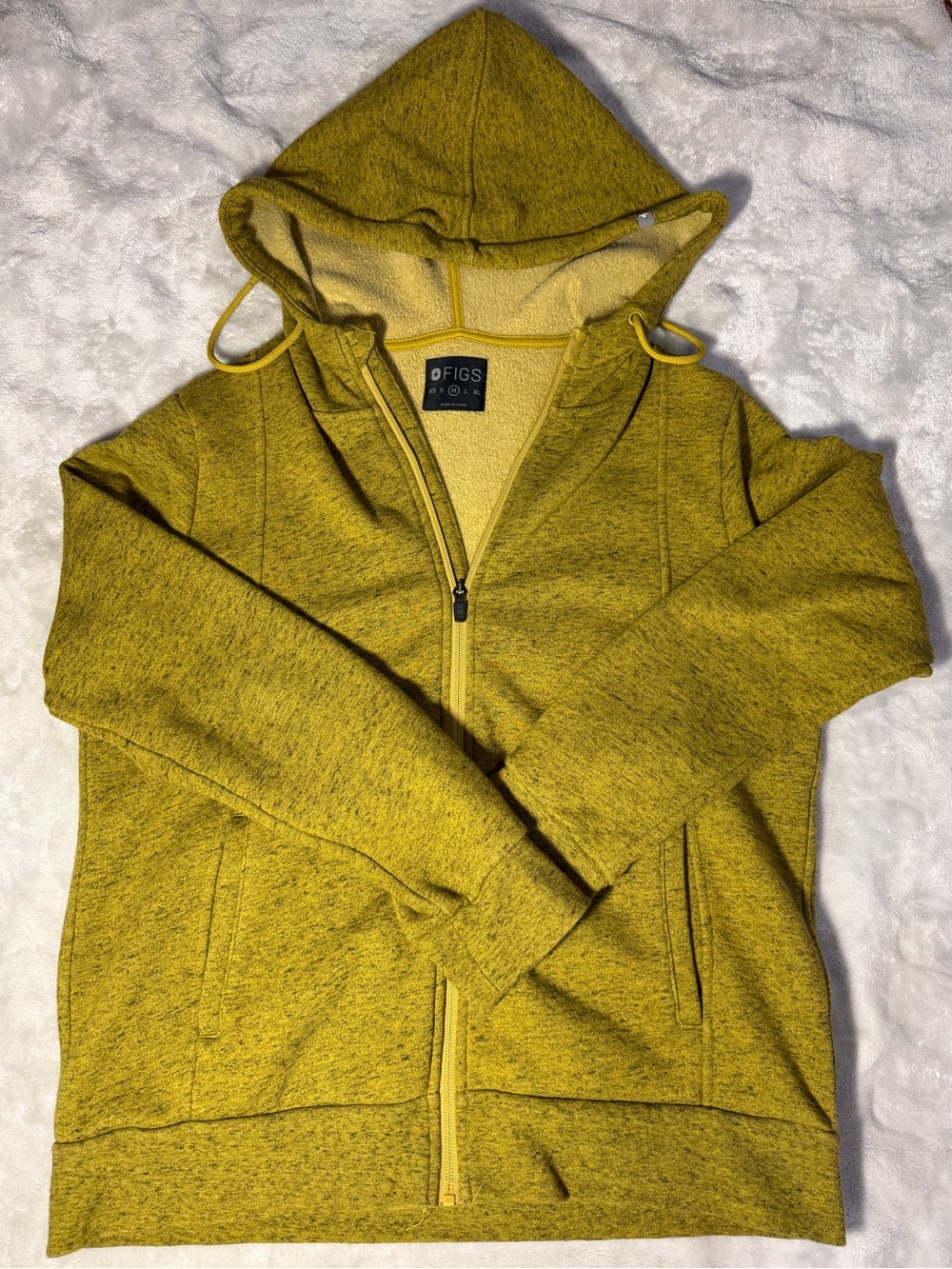 FIGS Heathered Mustard Yellow Zip Hoodie